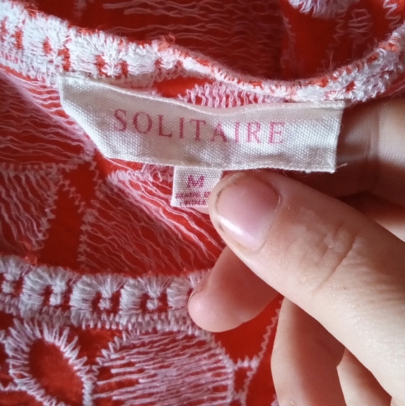 Anthropologie Solitaire Orange All Over Floral Embroidery Peasant Top Sz Medium - Picture 7 of 8